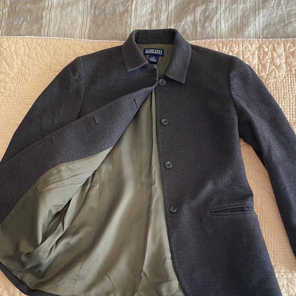 Lands' End Dark Gray Wool Blazer, Size 8P - Picture 3 of 5